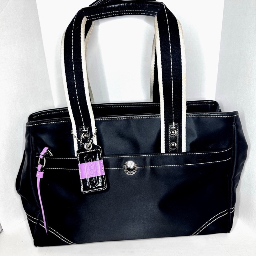 Coach Black and Purple Tote with Sophisticated Design